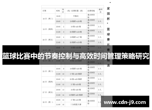 篮球比赛中的节奏控制与高效时间管理策略研究 篮球比赛中的节奏控制与高效时间管理策略研究